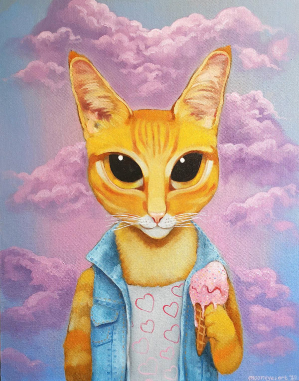 cat with ice cream art