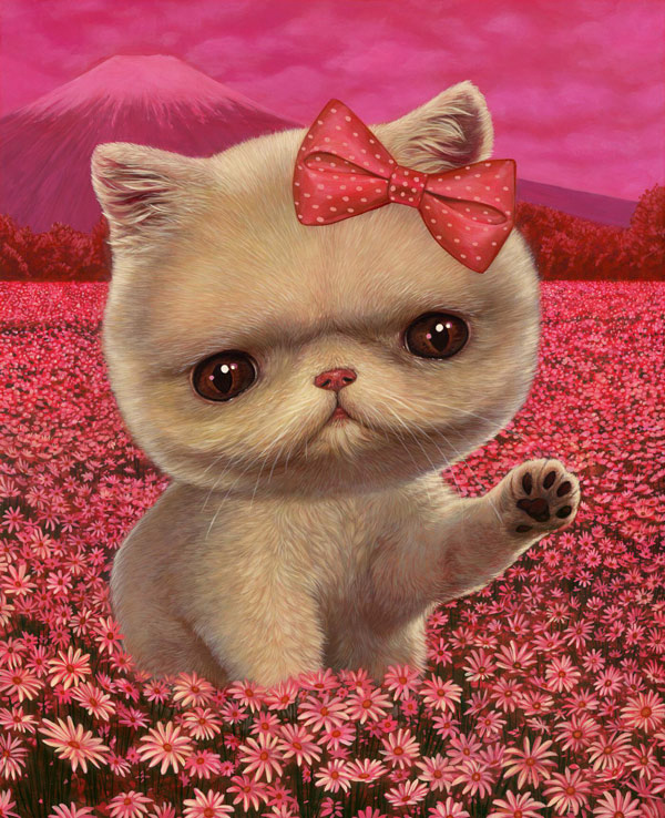 cute pink cat art