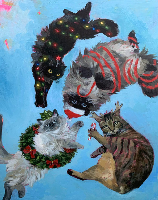 festive cats art