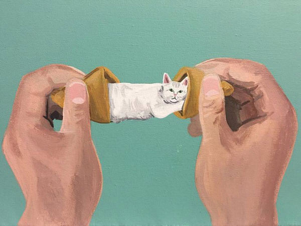 fortune cookie cat art