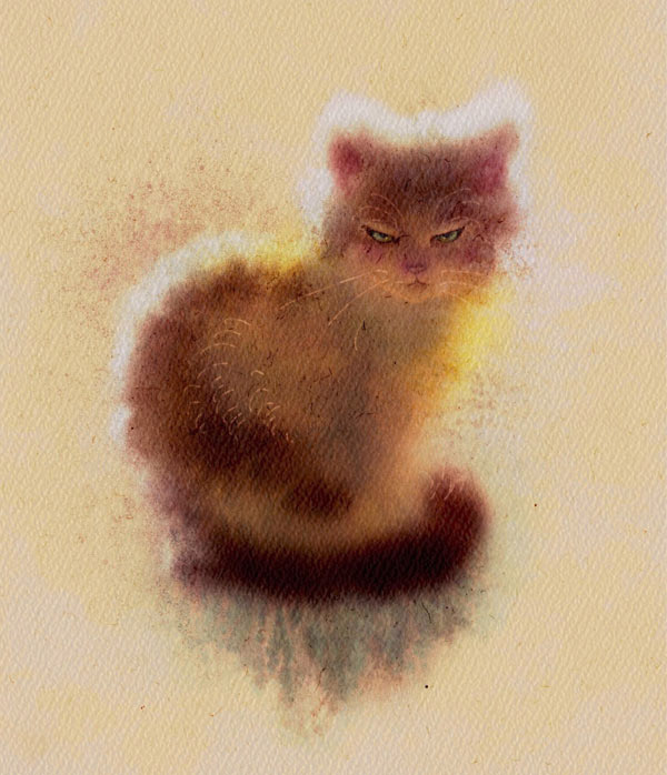 fuzzy fiery cat art