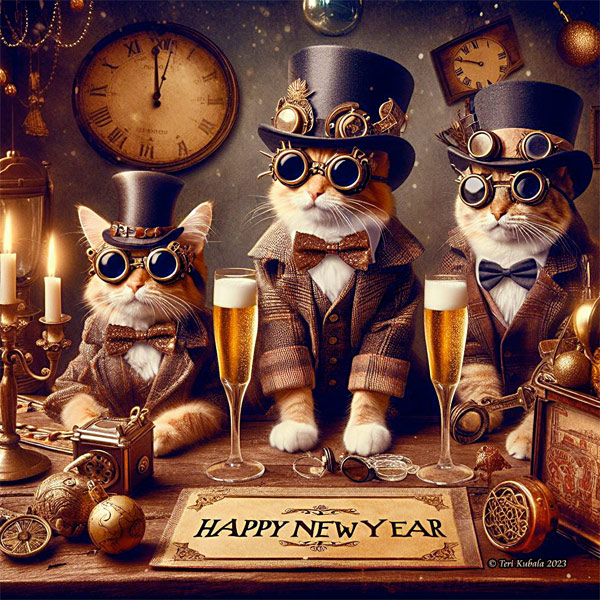 new years cat art