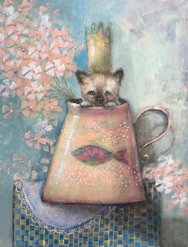 kitten in pitcher art