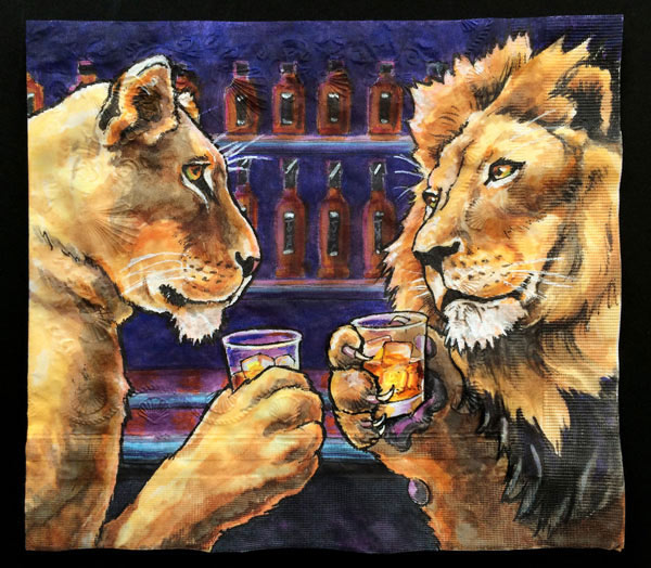 lions with liquor art