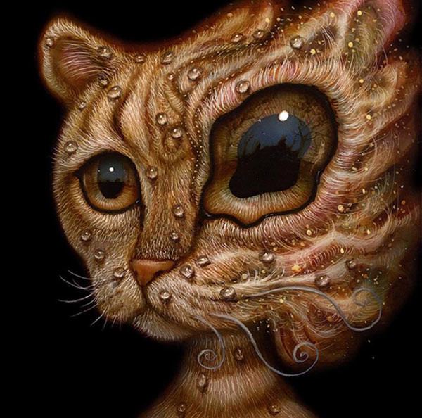 surreal orange cat art