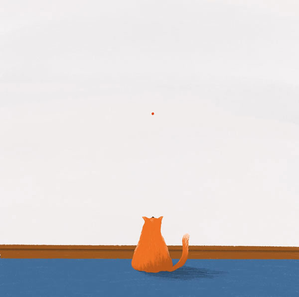 the cat and the red dot art