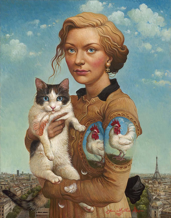 woman with  cat art