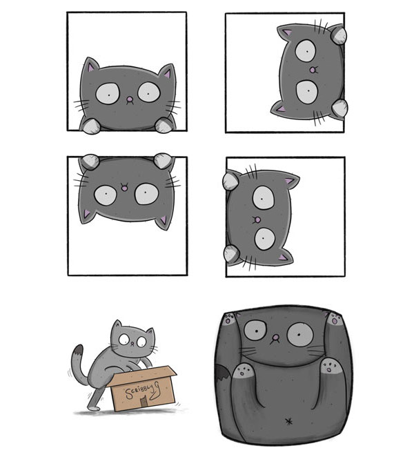 cat trapped in box comic