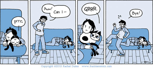 on the couch with cat comic