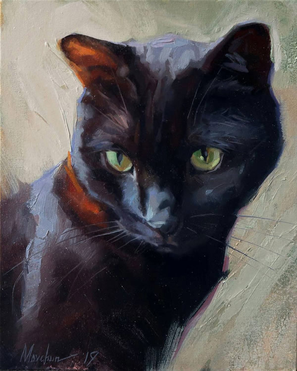 black cat oil art