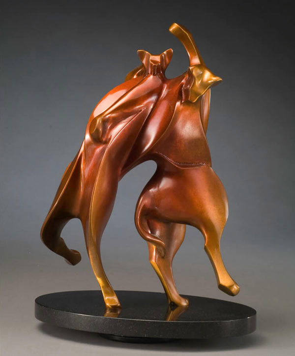 broonze dancing cats art