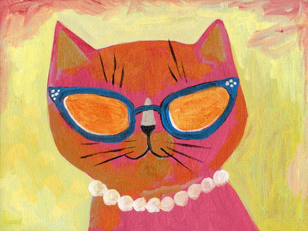 cat with glasses art