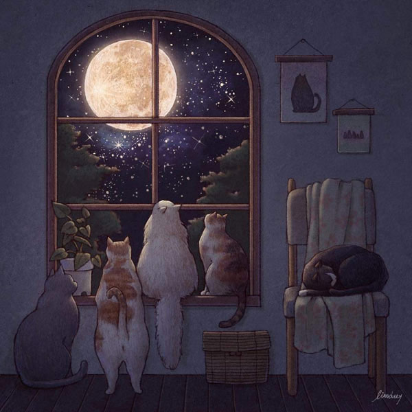 moon cats art