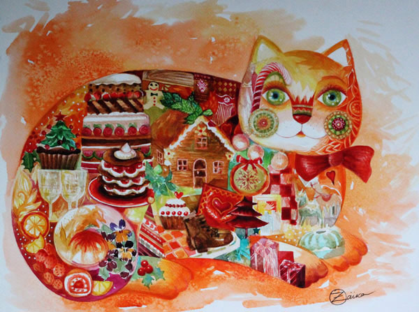christmas cat art