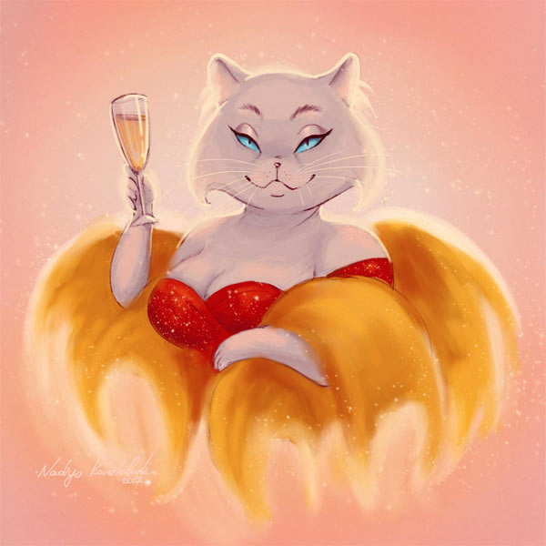 sext cat red dress art