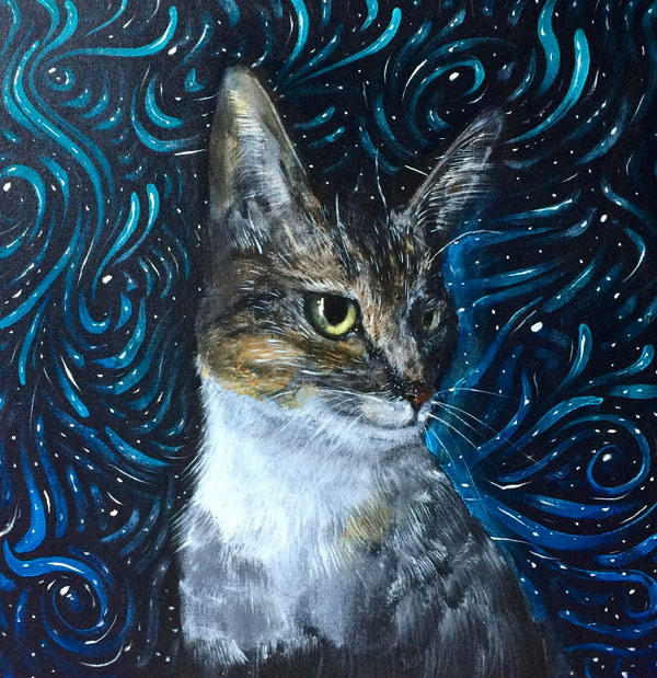 starry night cat art