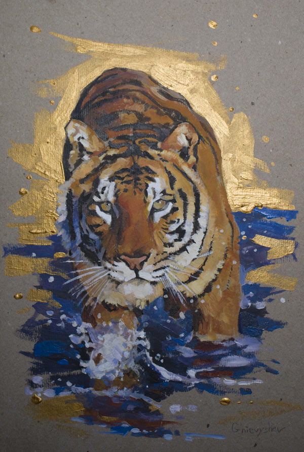 tiger in water art