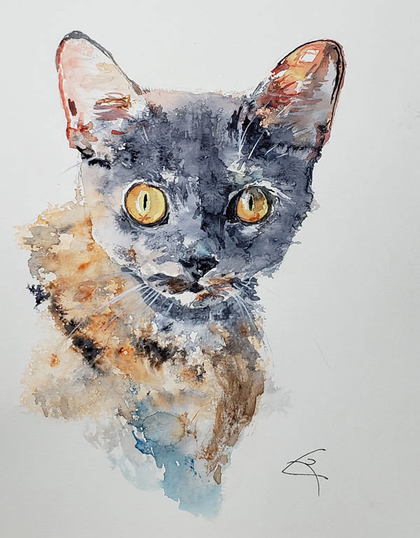 watercolor cat art