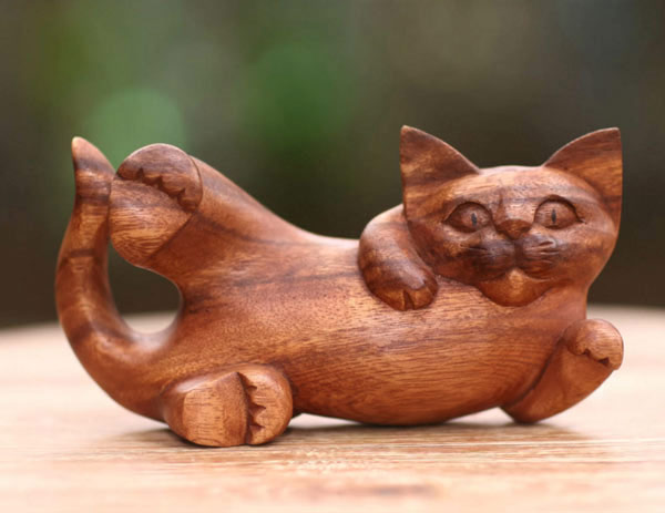 wooden cat carving