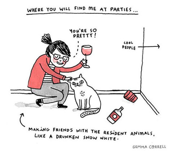 meeting cat at parties comic
