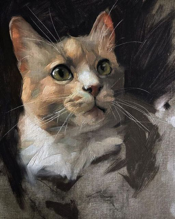 cat oil painting