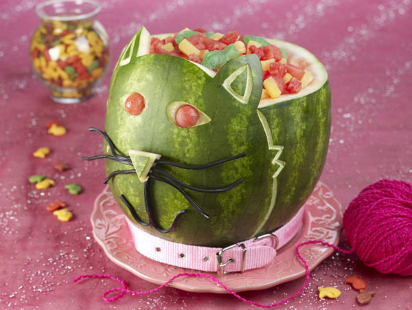 melon cat sculpture