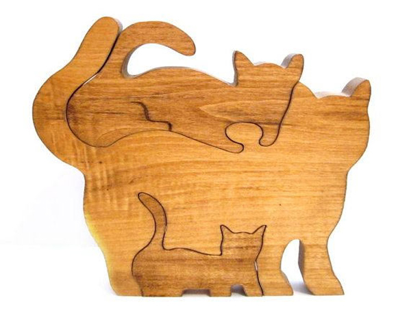 cat wooden puzzle art