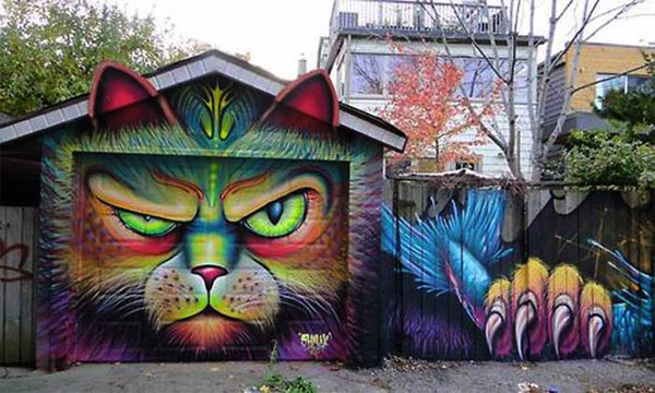 garage painted like cat