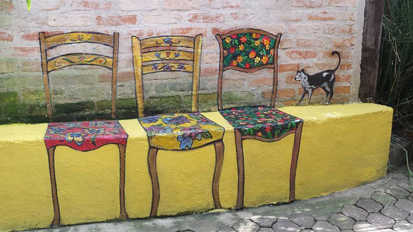 cat anf chairs painting
