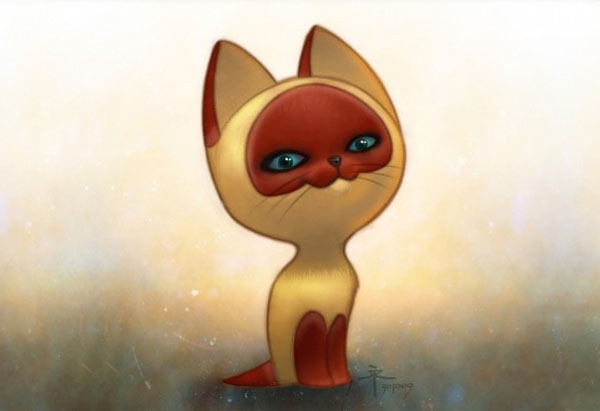 red mask cat art