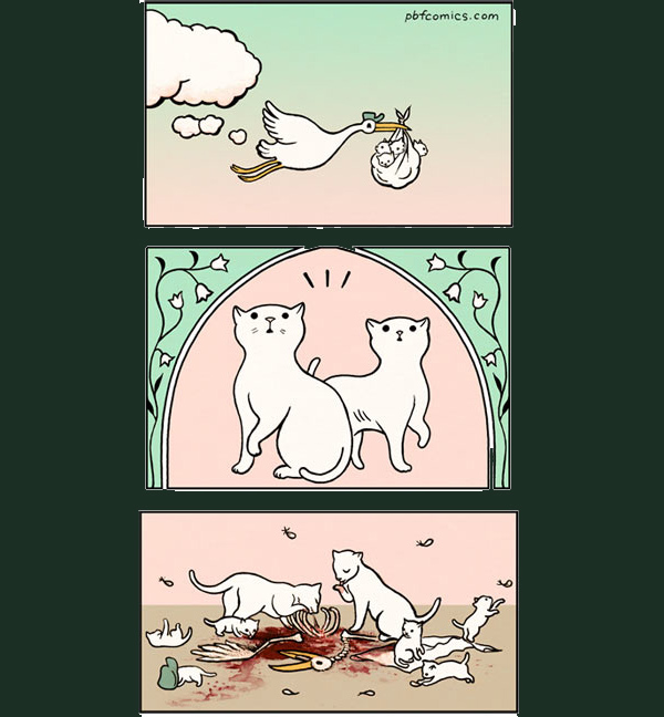 stork brings cat babies comic
